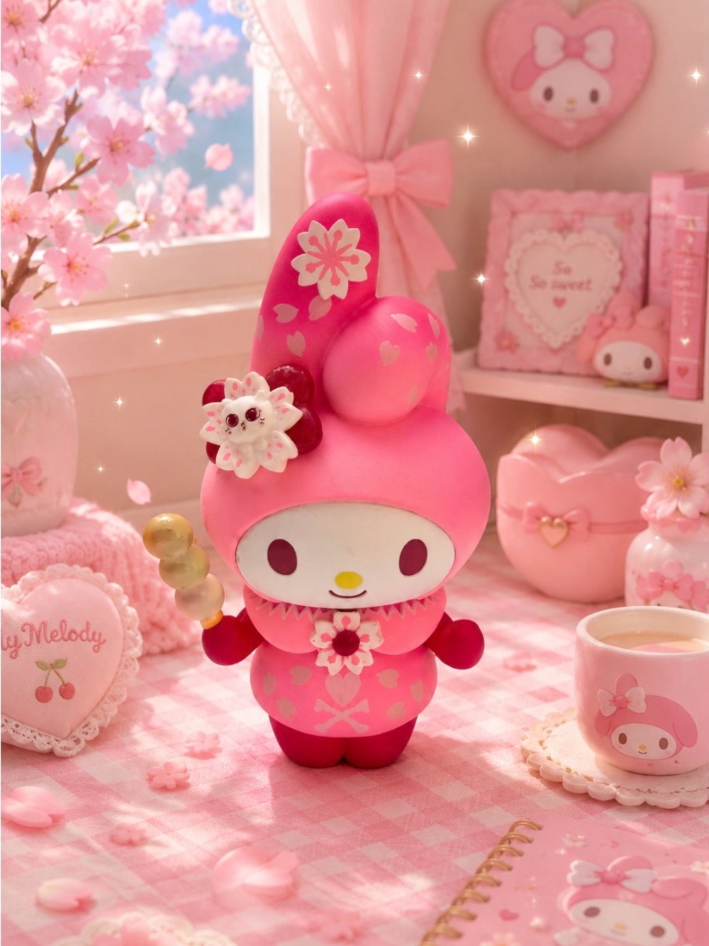 🌺 My Melody Pink Vinyl Figure 🌺 - Cute Kawaii Bunny Collectible
